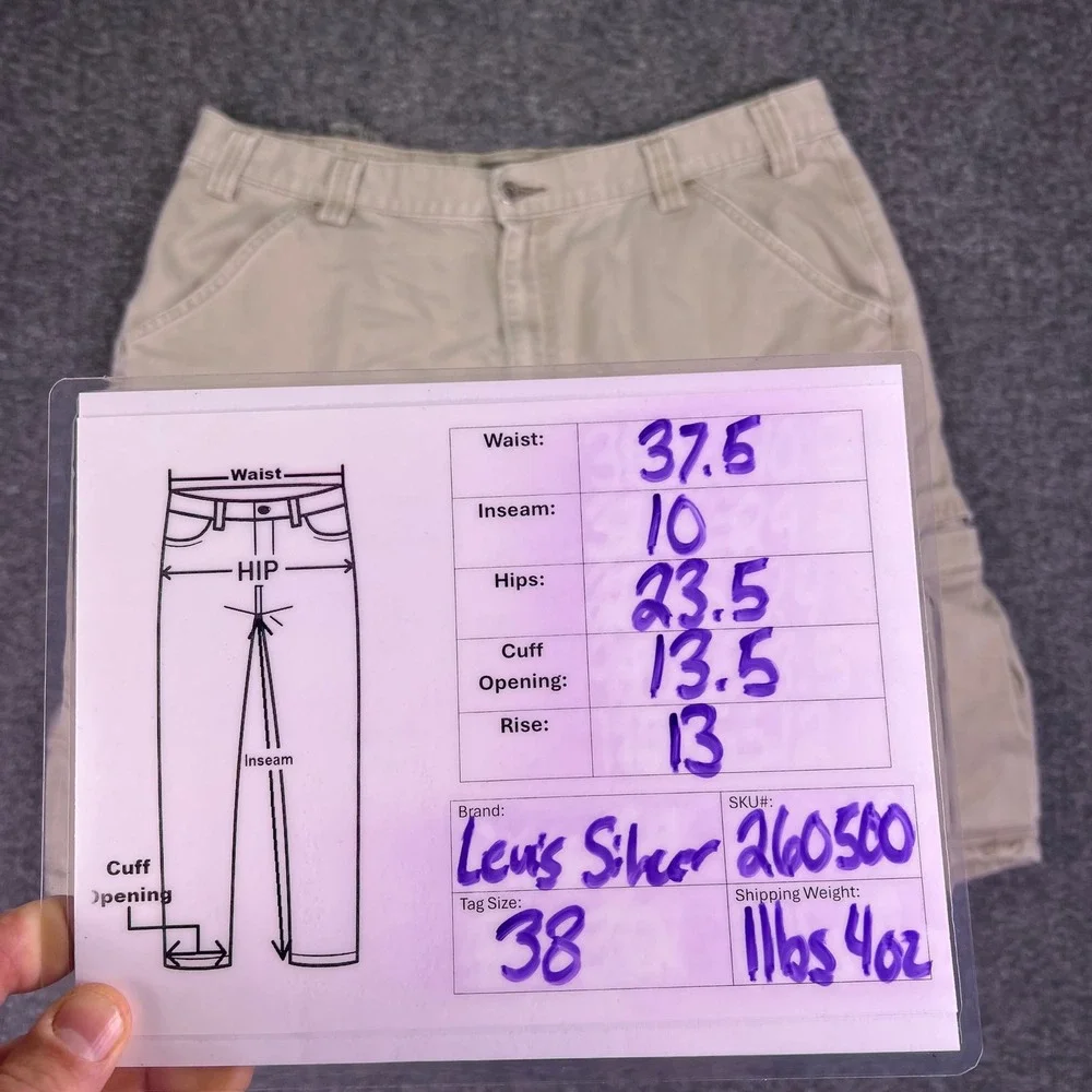 VTG Levis SilverTab Cargo Shorts Mens 38 Khaki Tan Relaxed Fit Tactical Workwear